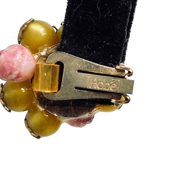 Hobe Lavender, Green And Filigree Bead Cluster Clip On Earrings Signed (5226) - Picture 4 of 5